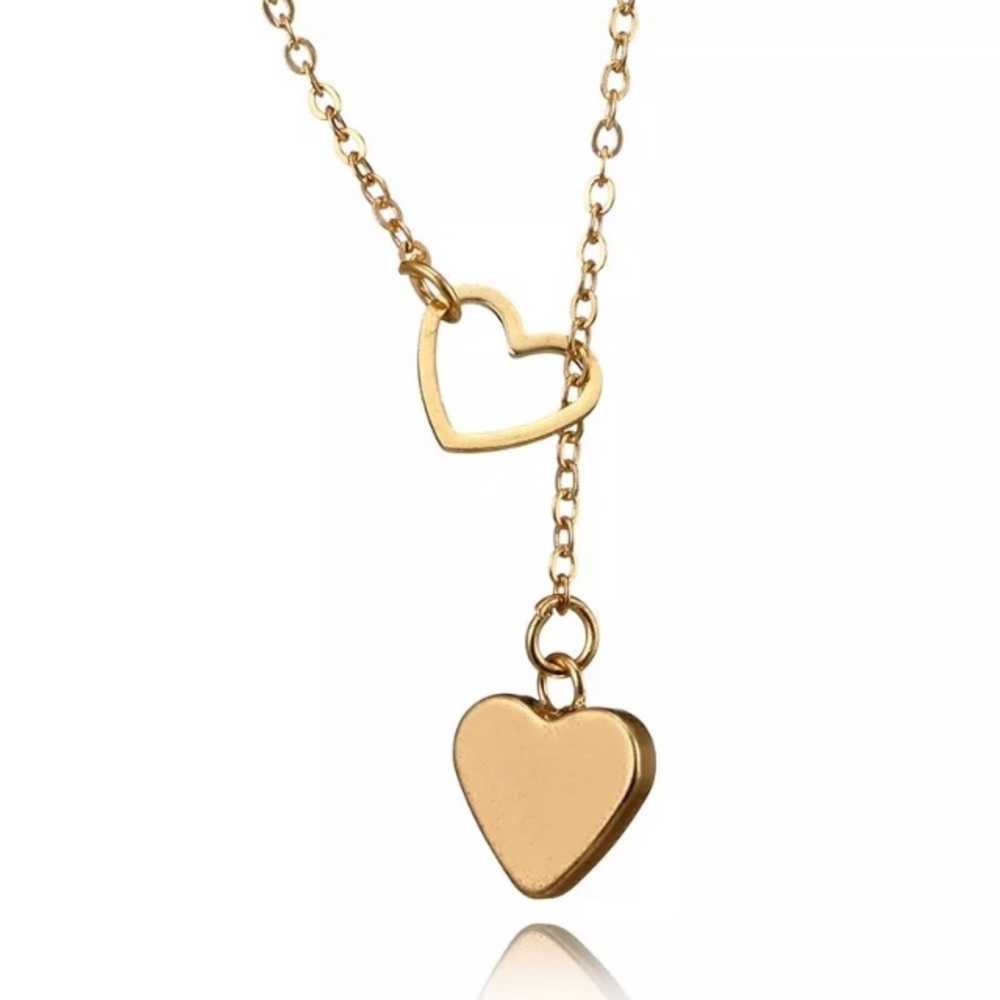 NEW!๐๐๐GOLDEN๐HEARTS๐LONG Y๐NECKLACE LAYERED - Picture 1 of 16